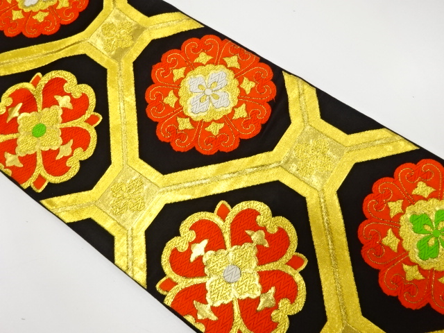 JAPANESE KIMONO / ANTIQUE OBI FOR KIDS / SILK / WOVEN FLOWER CREST